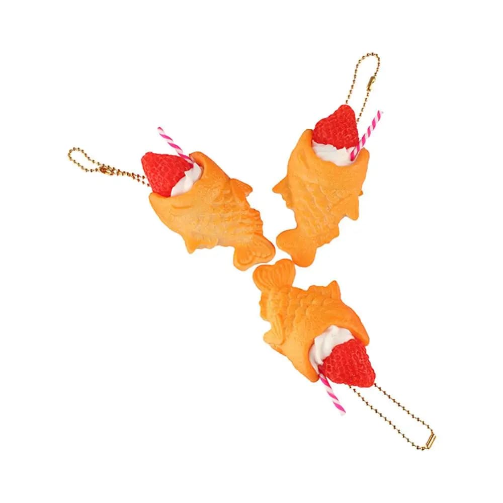 Portachiavi divertente a forma di pesce essiccato, biscotto, frutta, gelato e cibo, creativo e simpatico