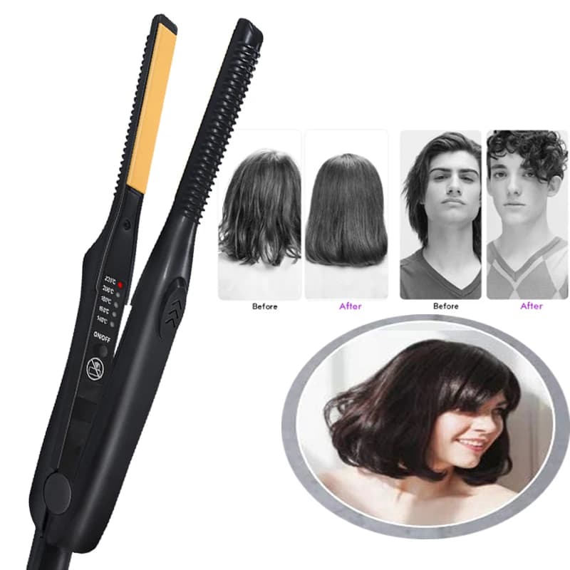 Mini Straightener CurlerUnisex Electric Hair StraightenerStudent Dormitory Hair Clip Bangs Inner Curl Styling
