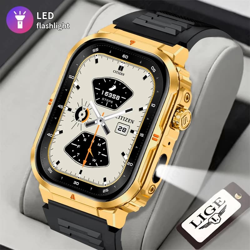 Nuovo Smart Watch per uomo donna schermo grande da 2,01 pollici chiamata Bluetooth torcia a LED braccialetto fitness sportivo Smartwatch impermeabile
