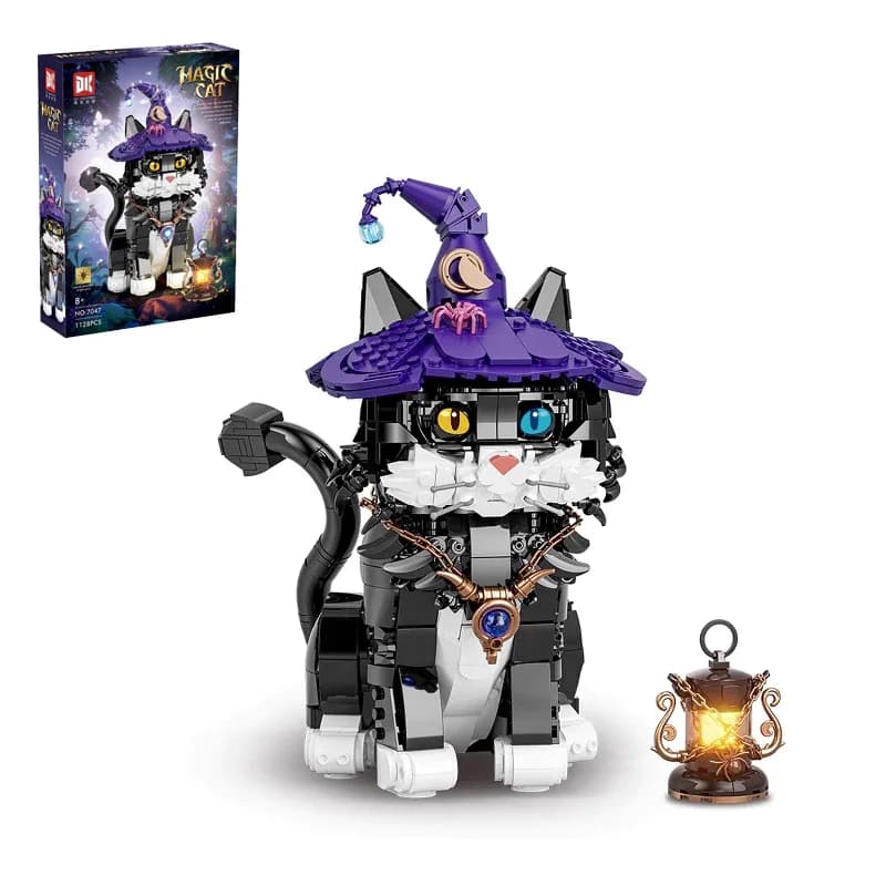 NUOVO Mago Creativo Gatto Building Blocks Animale Gatto Magico Modello con Illuminazione Giocattoli Educativi per Bambini Regali di Compleanno di Halloween