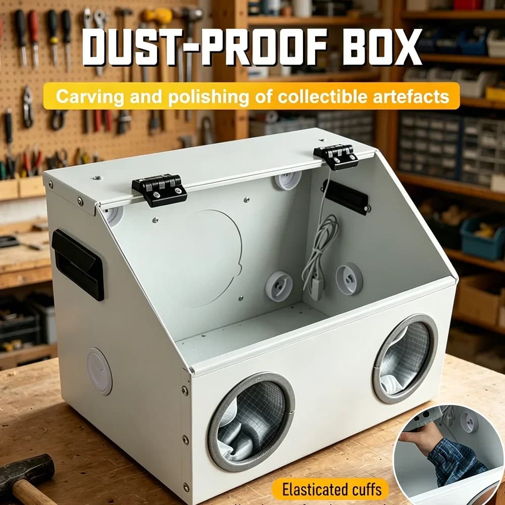 220V Polishing Dust Box Sanding Dust Collection Box Jewelry Jade Table Grinder Waterproof Cover Polishing Acrylic Dust Cover
