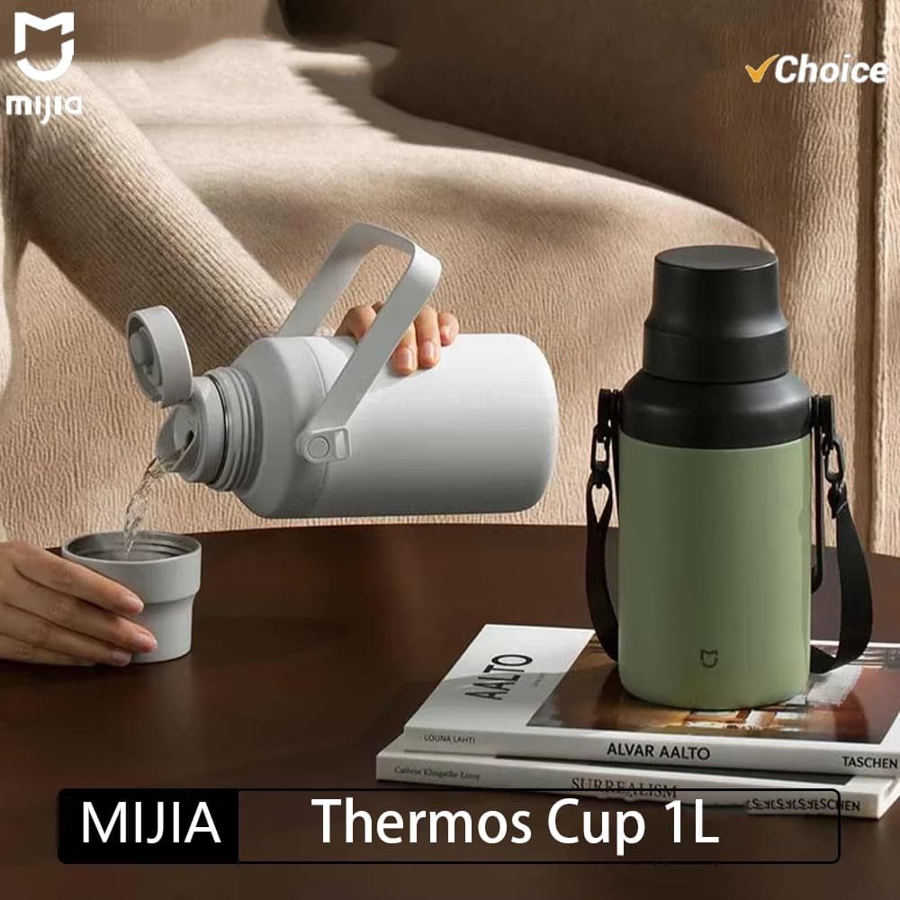 Originale MIJIA Tazza Termica Isolata da 1L, Alta Capacità, Rivestimento in Acciaio Inox 316, Mantiene Freddo per 24 Ore e Caldo per Prolungati Periodi