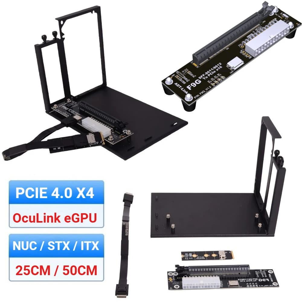 F9G-BK7 EGPU Oculink GPU Dock Pcie 4.0 X4 Notebook Scheda grafica video esterna per laptop M.2 Oculink SFF 8612 a PCI-E X16 Adattatore