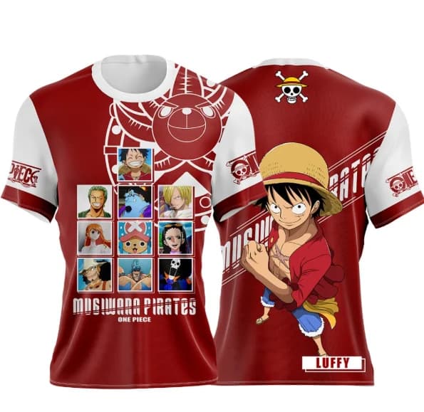 T-shirt Estiva 2026 One Piece con Cappello di Paglia e Stampa 3D a Maniche Corte Traspirante ad Asciugatura Rapida, Modello Unisex