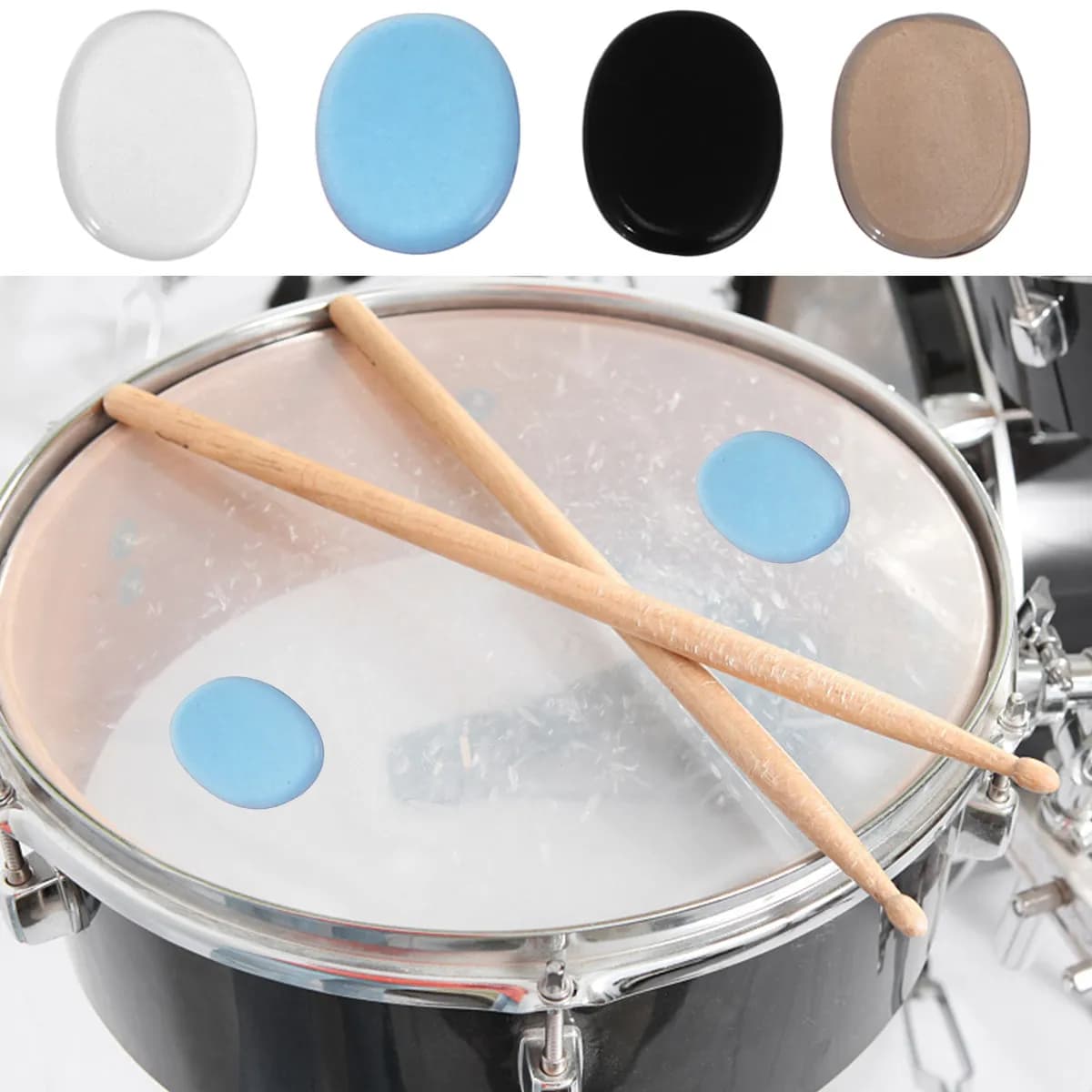 24 Pezzi Pad in Gel per Batteria, Tappetino Silenzioso Autoadesivo in Silicone per Kit Batteria, Riduzione degli Overtone per Rullante e Piatto, Modellamento del Suono, Facile da Pulire