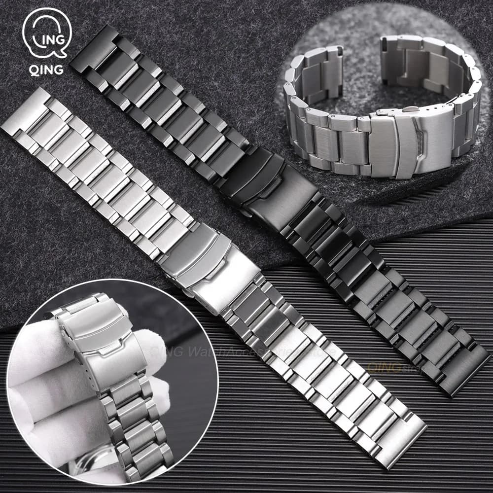 18/19/20/21/22/23/24/25mm Universal Men Women Watch Bands Luxury Stainless Steel Straps Smartwatch Metal Bracelet Business Strap