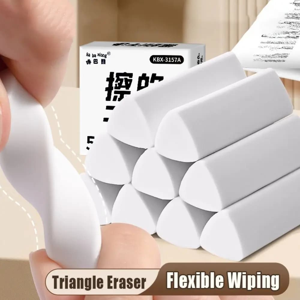 5PCS/Set Cartoon Triangle Eraser No Debris Macaron Pencil Erasers Without Leaving Marks Rubber Eraser Back To School Gift