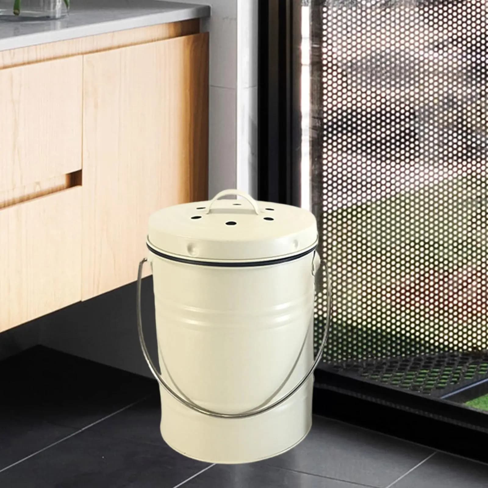 Contenitore per Compostaggio Facile da Pulire con Coperchio, Serbatoio Portatile per Fermentazione e Riciclo Rifiuti, Bidone per Rifiuti Alimentari per Balcone, Frutteto, Giardino e Uso Domestico