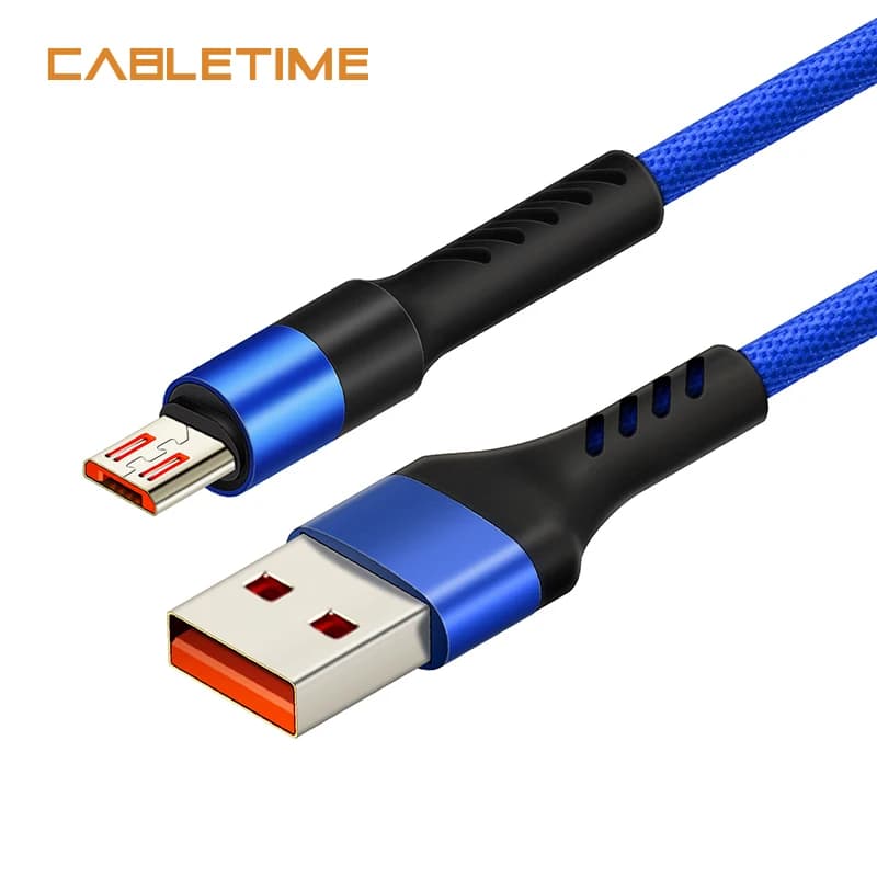 CABLETIME Micro B to USB 2.0 A 480 Mbps 2.4A Fast Charging Cable for Nylon Data Synchronization for Laptop