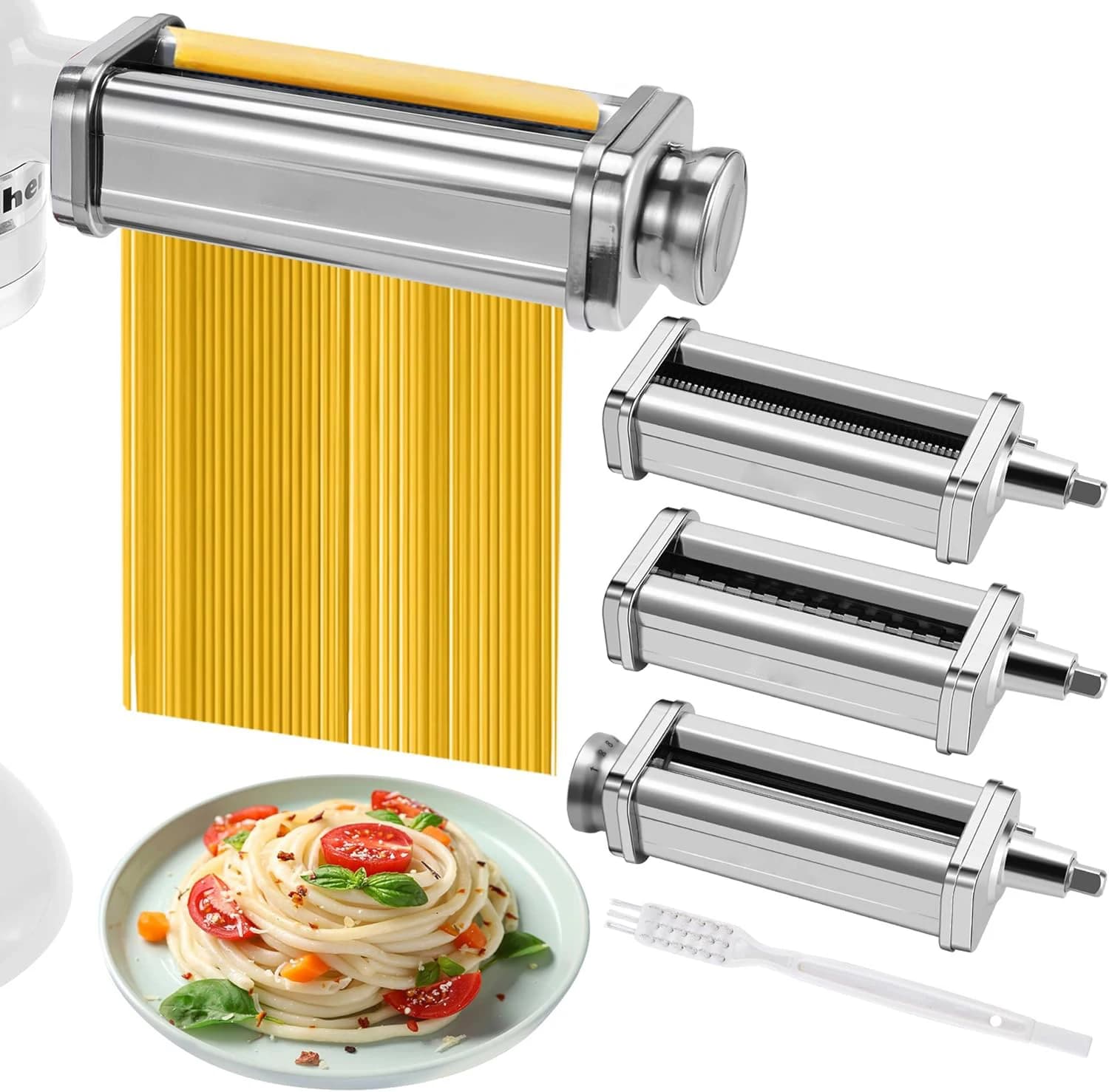 Accessorio per pasta per robot da cucina Kitchenaid, macchina per pasta Coun con rullo per pasta e set di taglierine per fogli di pasta,