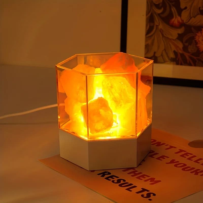 D2 LED Lampada di sale di cristallo naturale dell'Himalaya Lampada da notte di sale di roccia Lampada da tavolo Lava Spina USB Meditazione Decorazione della camera da letto della stanza di casa