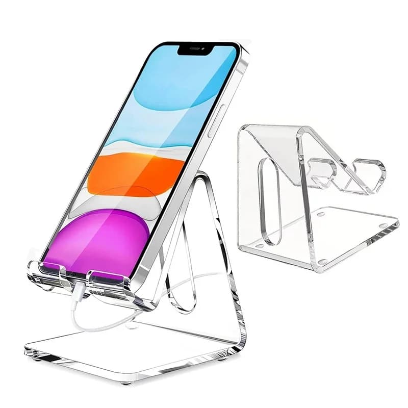 Acrylic Mobile Phone Stand Portable Transparent Smartphone Holder Universal Desktop Tablet Bracket For iPhone iPad OPPO Realme