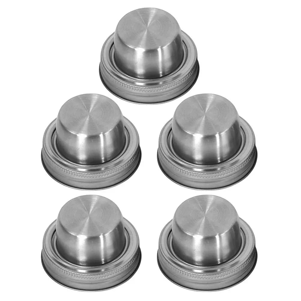 Set di 5 Coperchi Shaker in Acciaio Inox per Barattoli Mason, Tappo Shaker per Cocktail, Dispenser per Spezie, Setaccio per Farina, per BBQ, Picnic, Casa, Bar, Regalo