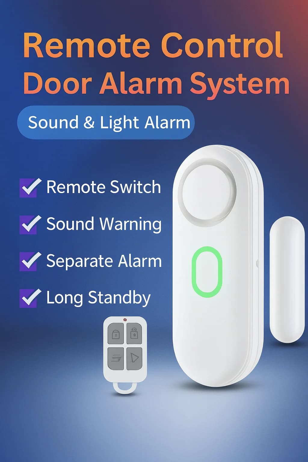 Allarme per porte e finestre senza fili con telecomando | Sirena da 120 dB | 3 modalità | Avviso antifurto per armadio da ufficio domestico | Alimentato a batteria