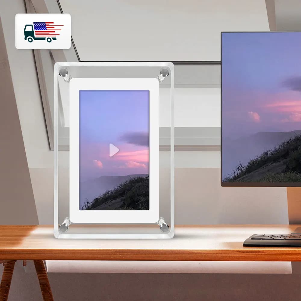 Cornice Digitale IPS da 5 Pollici con 4GB di Memoria, Schermo LCD TFT, Riproduzione Video, Decorazione da Scrivania, Regalo per la Festa della Mamma
