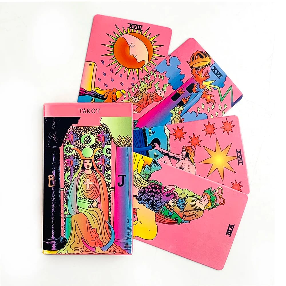 Mazzi di tarocchi rosa 78 pezzi Previsione delle carte dei tarocchi Divinazione Mazzo di tarocchi Versione inglese Mazzo di oracoli Gioco da tavolo Gioco di raccolta familiare