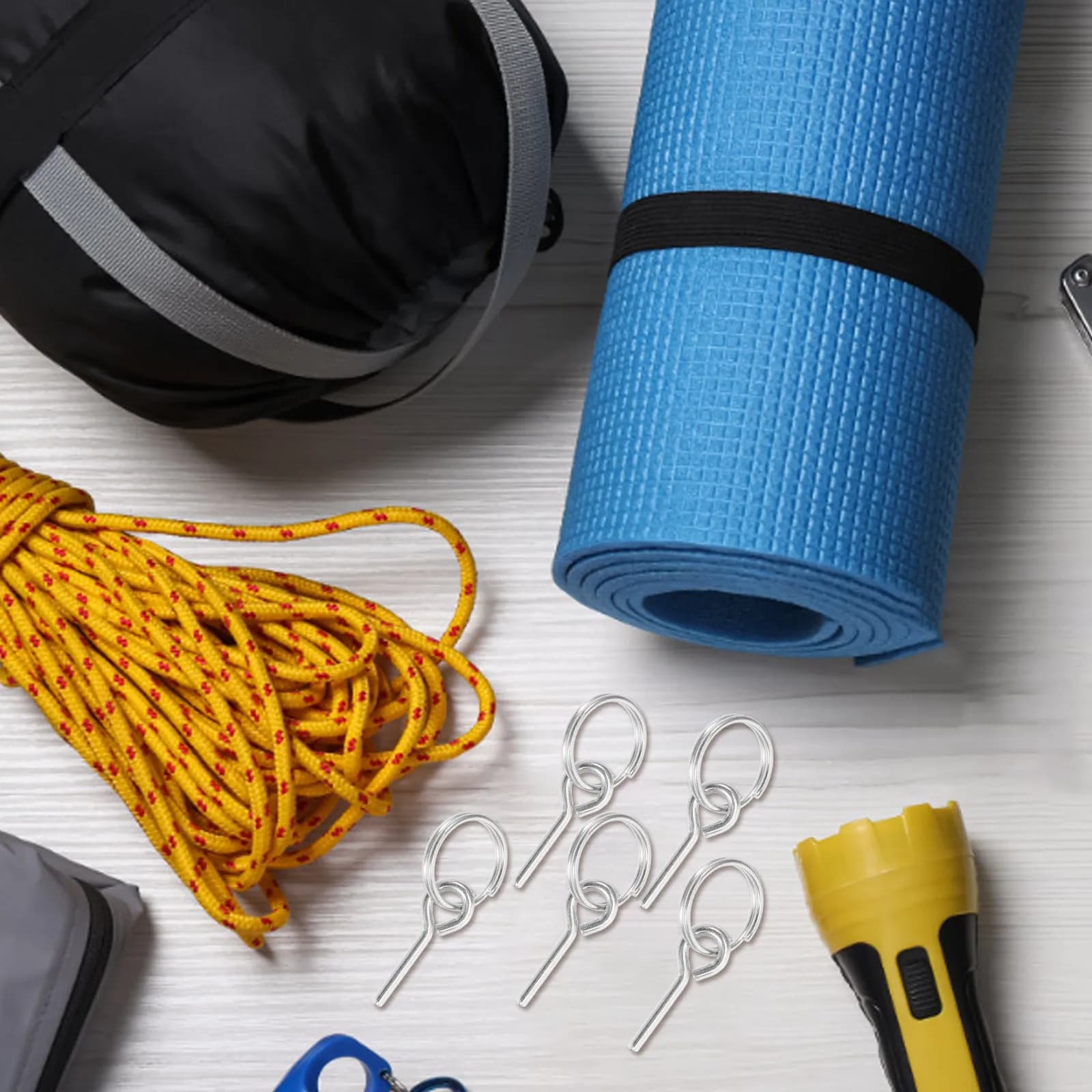 10 Pezzi Perni di Connessione Professionali per Esterni, Anelli per Corda Resistenti all'Usura con Perno, Perni di Connessione Multifunzione per Tende da Campeggio