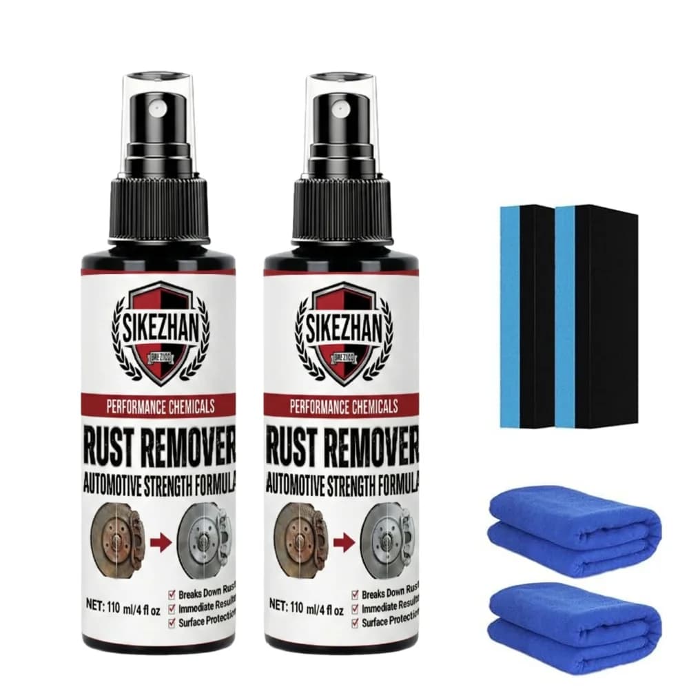 Powerful car rust removal, iron powder cleaning spray for wheels and metal parts, rust converter kit for automatic details with sponge and towel 6