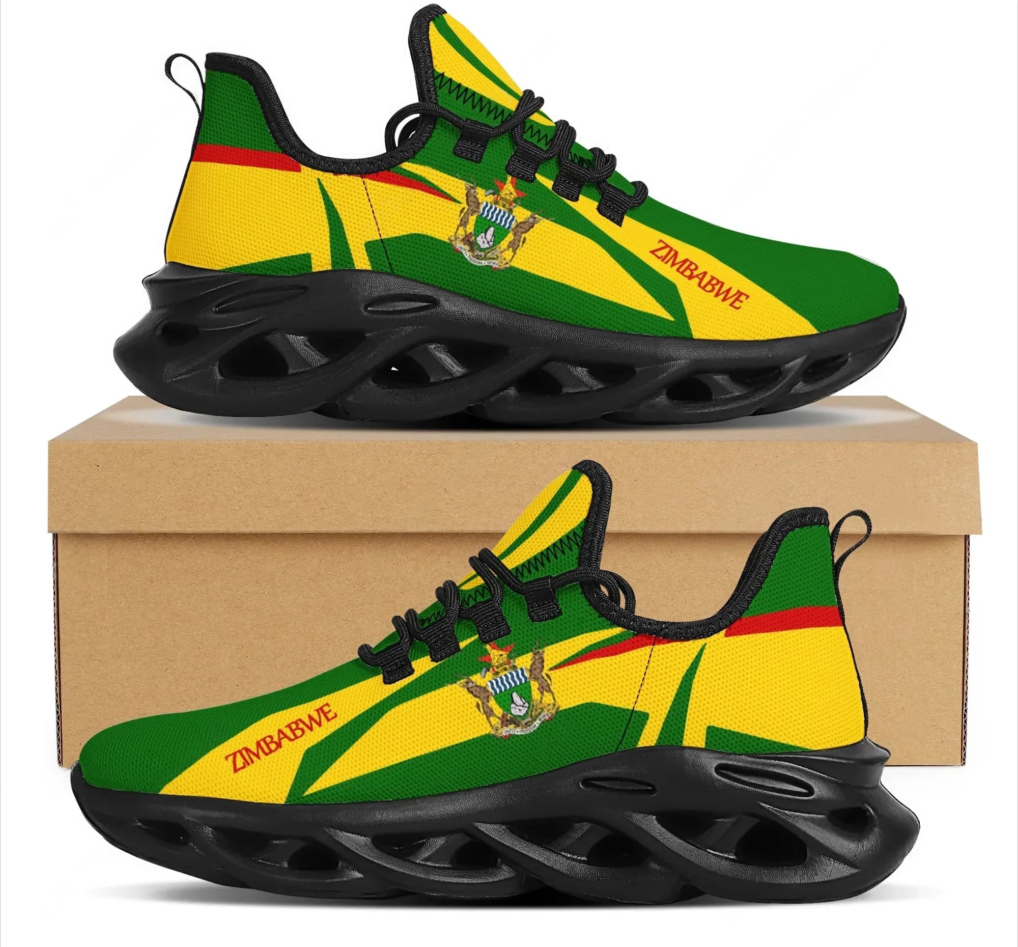 Sneakers con Piattaforma per Donna con Design della Bandiera dello Zimbabwe, Scarpe Leggere in Rete, Comode Calzature da Corsa