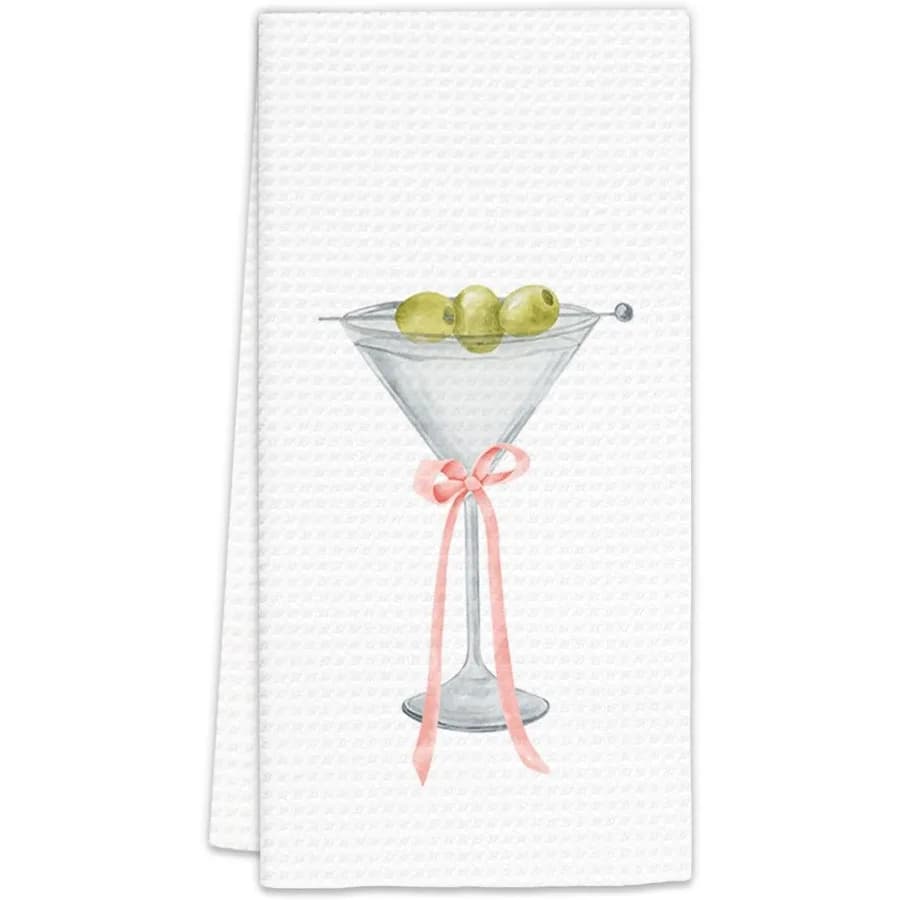 Martini Decor Asciugamani da cucina Coquette Bow Martini Bar Asciugamani da piatto Rosa BowMartini Asciugamani decorativi per cucina Home Bar D