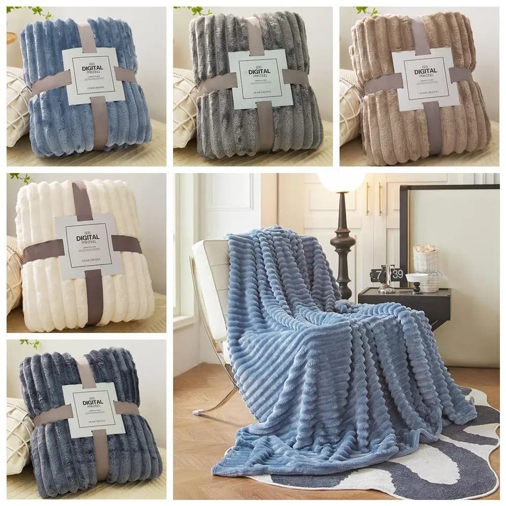 New Double Sided Warm Blanket Warm Skin-Friendly Throw Blanket Ultra Soft Solid Color Conditioning Quilt