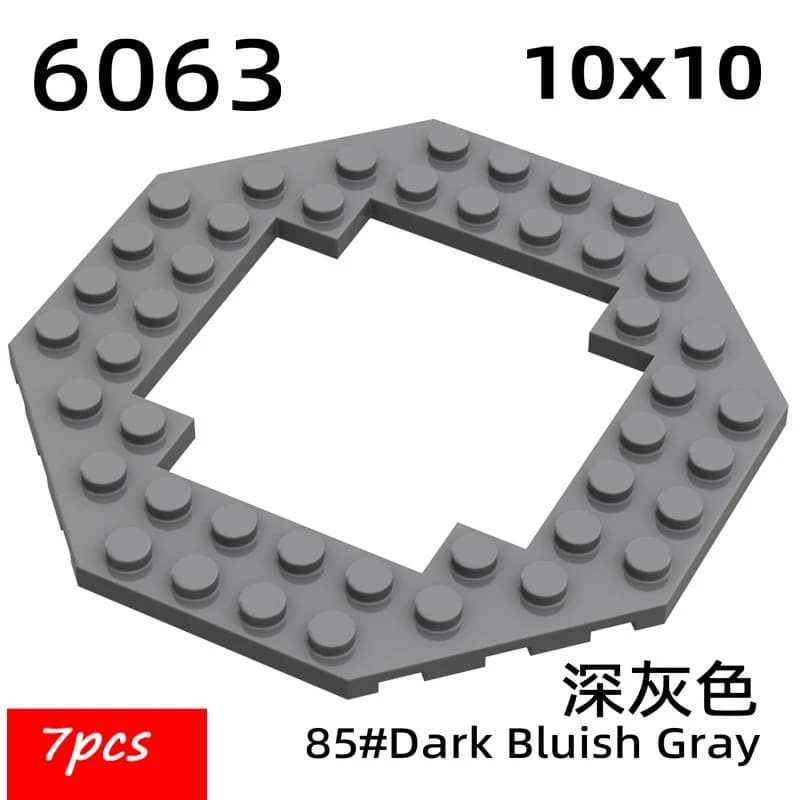 7 pezzi 6063 parti di costruzione - piastra diamantata 10x10 e piastra ottagonale cava 6x6, blocchi MOC compatibili con le principali marche