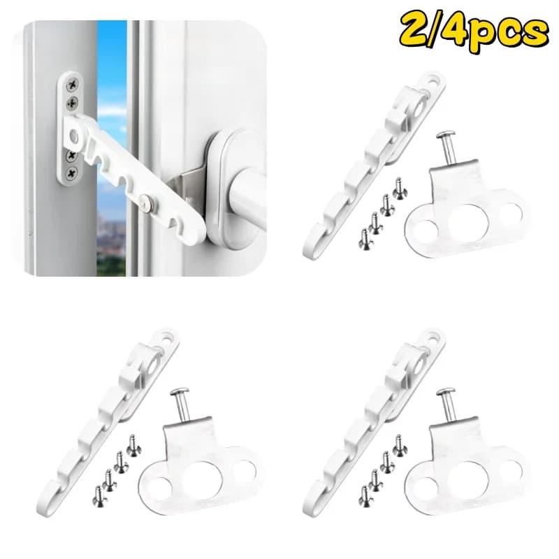 Nuovo limitatore per finestra da 4 pezzi, fermo per posizione a battente, tutore antivento, porta di sicurezza domestica, finestre, serratura a ghigliottina, protezione di sicurezza per bambini