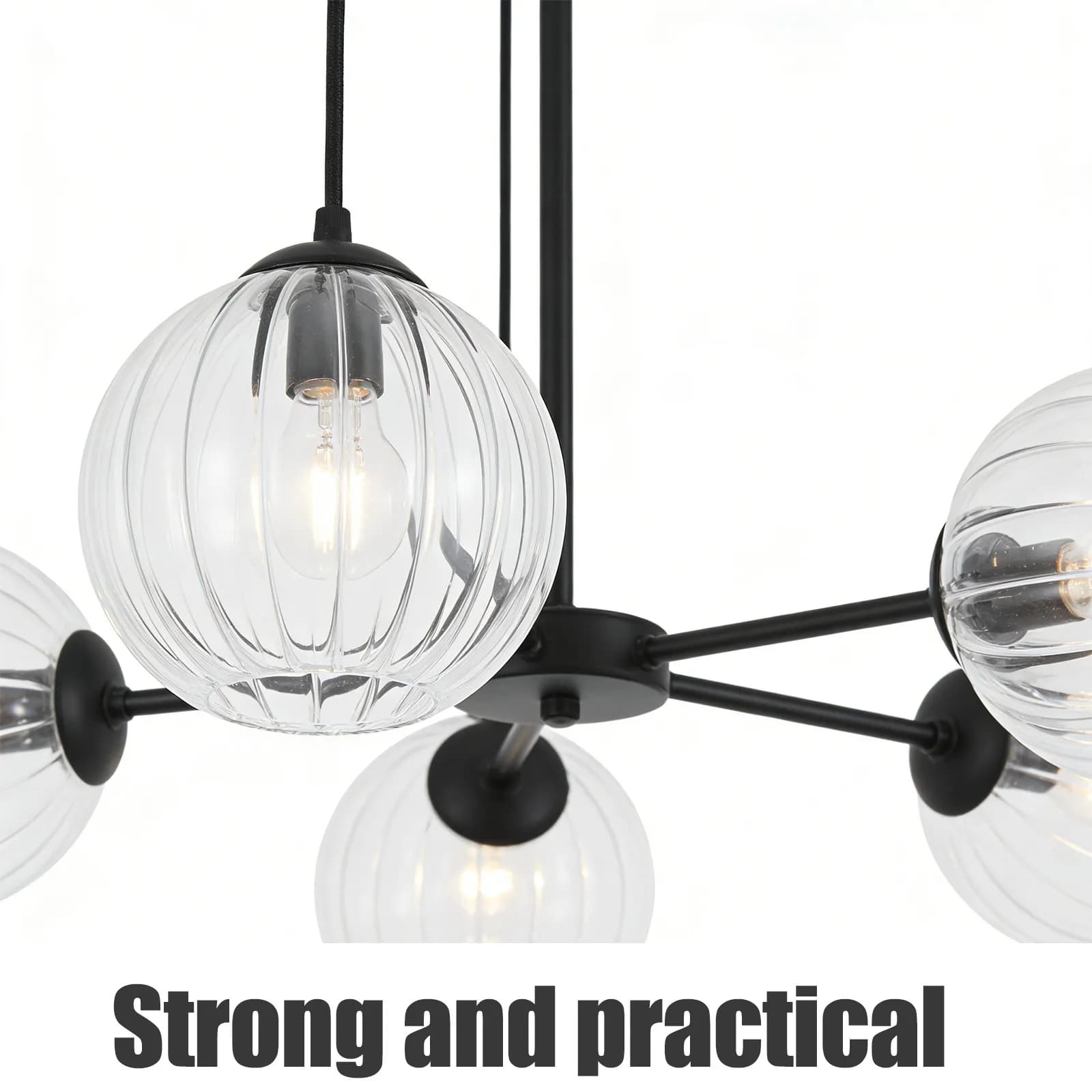 Paralume in Vetro Trasparente Scanalato da 4 Pollici, Ricambio per Lampade a Sospensione e da Tavolo con Attacco G9, Luce Rotonda Moderna