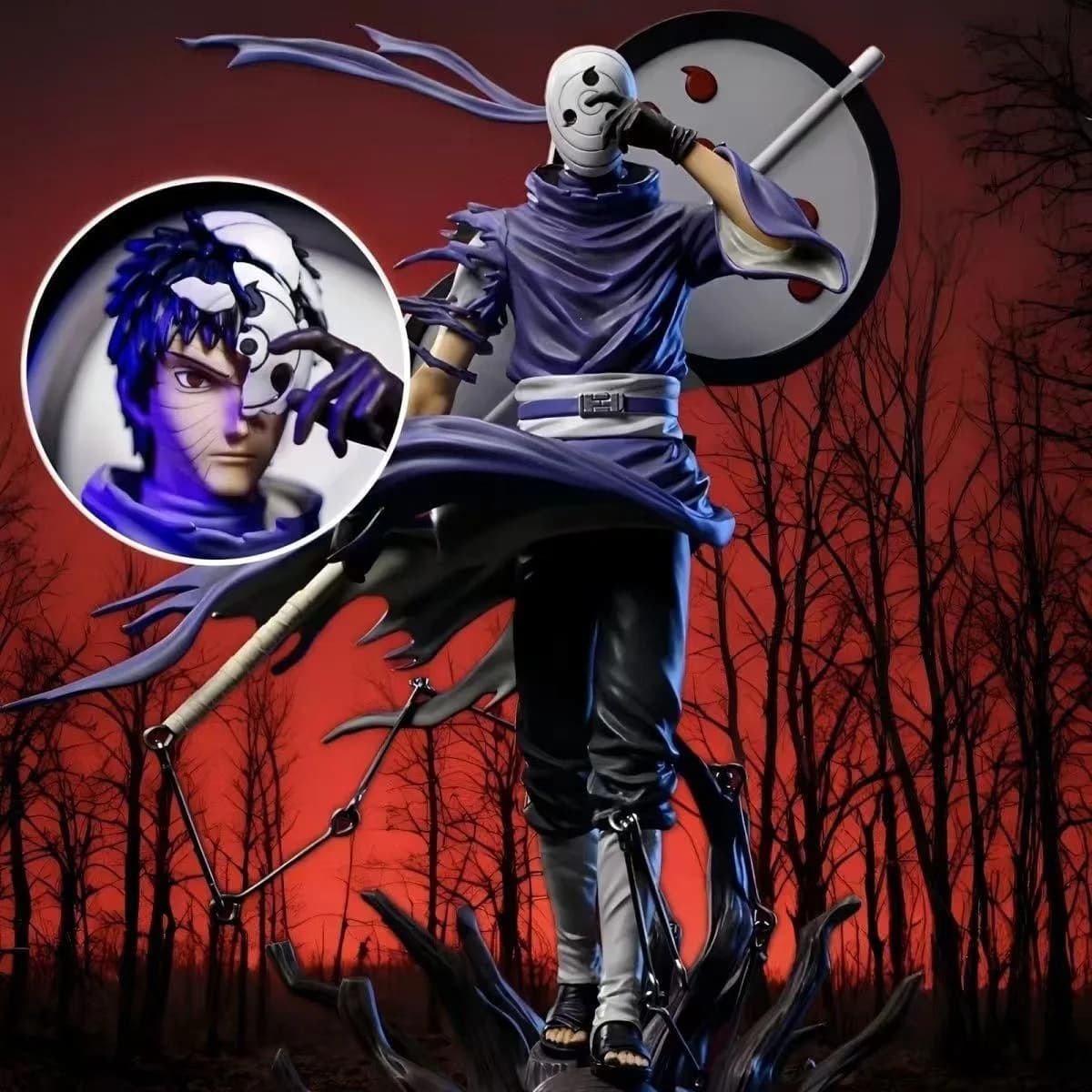 23cm Naruto Anime Figure Akatsuki Uchiha Obito GK Double Headed Sculpture PVC Model Toys Desktop Ornament Accessories Gift