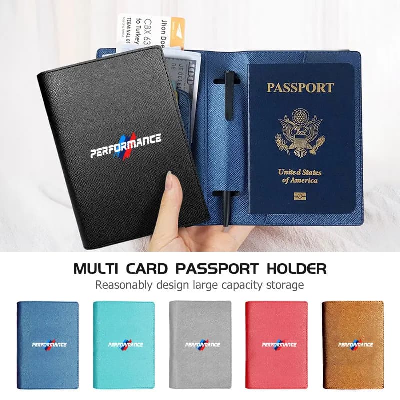 Leather Wallet Multi Slot Passport Travel Wallet ID Card Holder For BMW 1 2 3 5 7 Series X1 X2 X3 X4 X5 X6 G20 G30 G11 G12