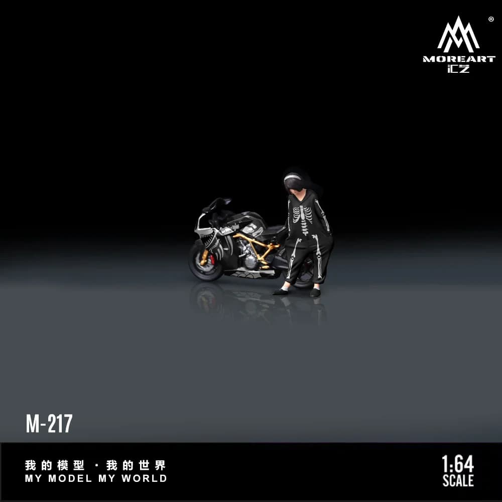 MoreArt 1:64 Huagu Dragon Motorcycle Rider Figure Resin Model Miniature Scene Collection Gift For 1/64 Car Garage