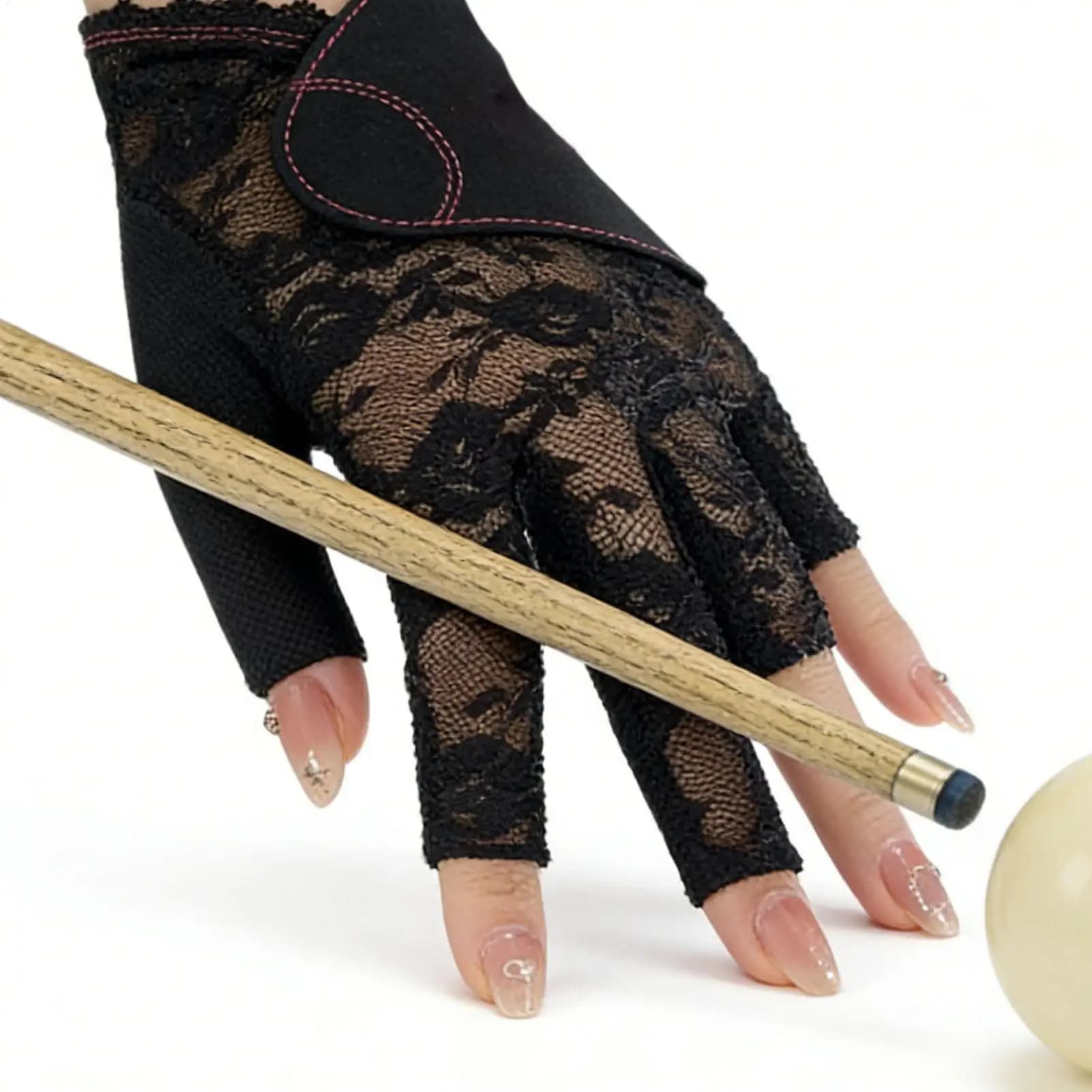 Guanto da biliardo da donna in pizzo, traspirante, per torneo, allenamento all'aperto, competizione, palestra, bar, sala