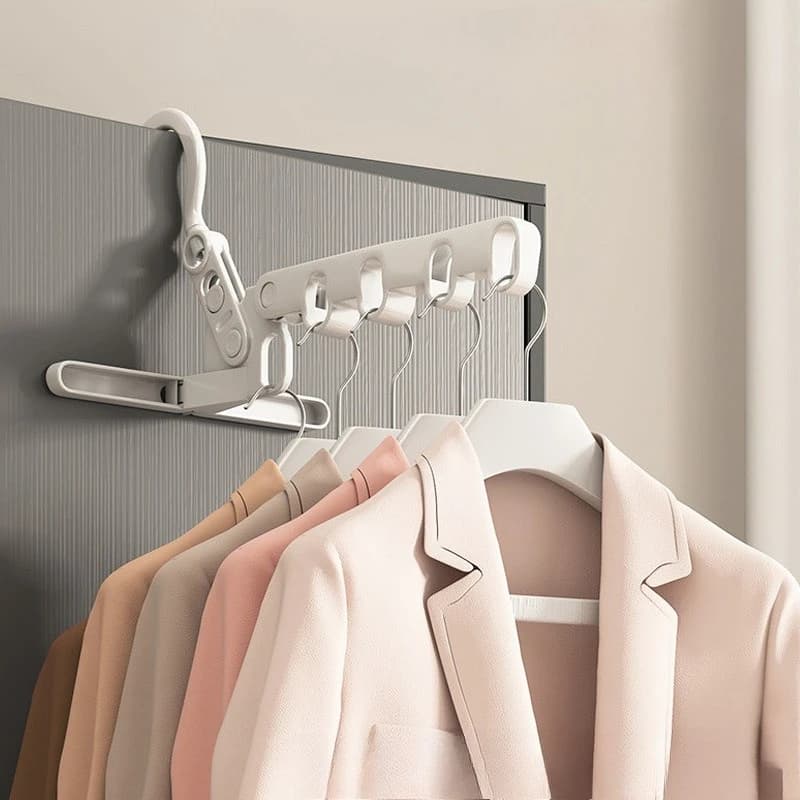 Portable Foldable Travel Hanger Folding Clothes Drying Rack Travel Hangers Hanging Rack with 5 Holes for Hotel Camping Travel