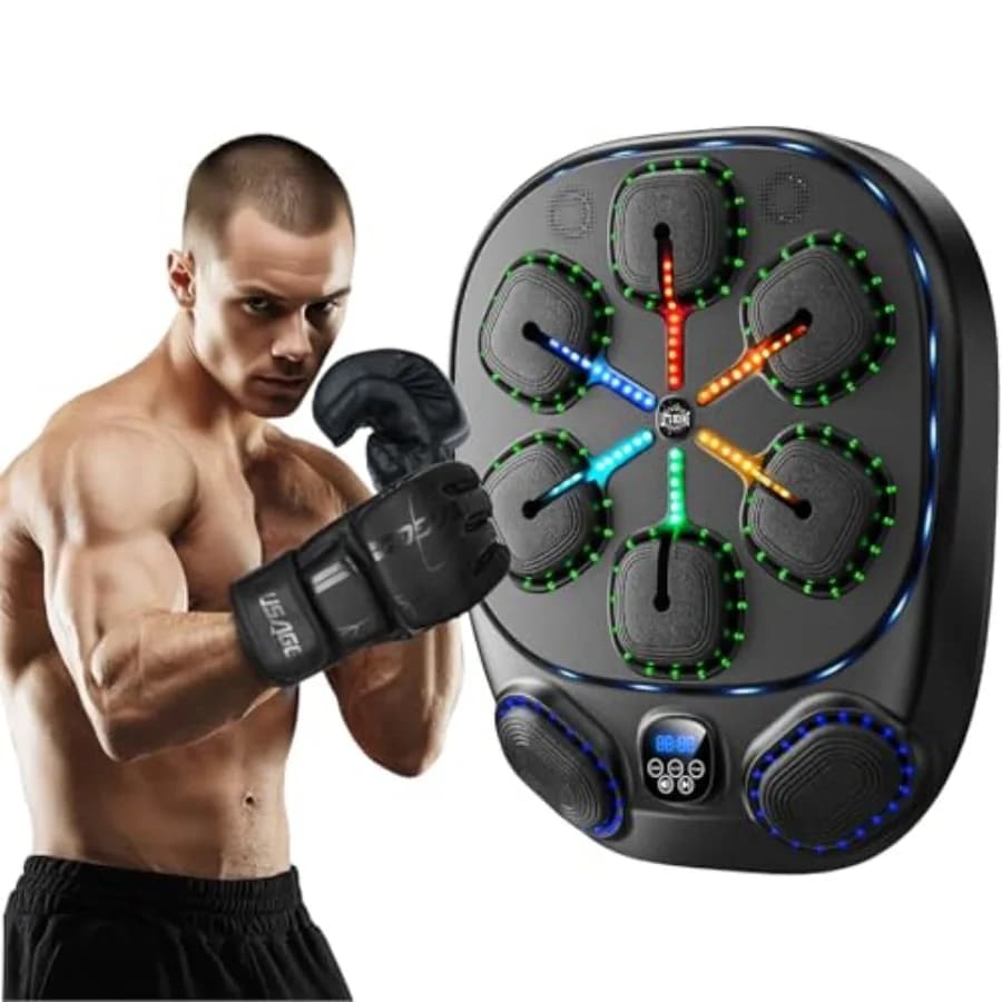 Musical Boxing Machine with LED Lights and Bluetooth Speaker, Interactive Boxing Bag for Rhythmic, Fitness and Reduction of Stress at Home