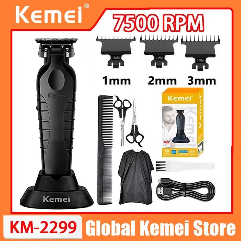 Kemei KM-2299 Professional Haircuts and Adjustbarba for Men, Wireless Haircuts, Haircutting Kit and T-Back