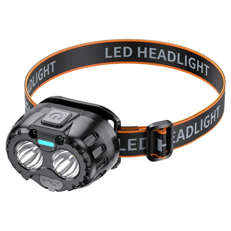 LED Headlamp Motion Sensor Long Battery Life Strong Light USB Rechargeable Head Torch for Night Fishing Mining Camping Outdoor