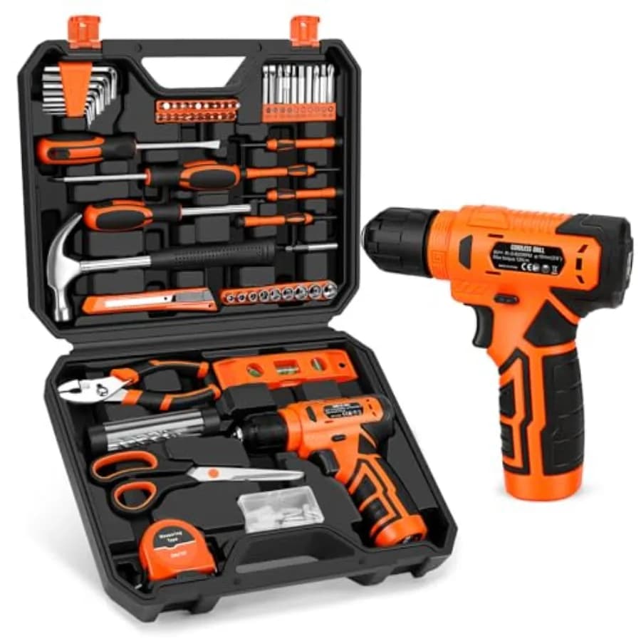 Set di Attrezzi da 139 Pezzi - Kit con Trapano Avvitatore a Batteria 8V in Valigetta Portautensili, Set di Utensili per Riparazioni Domestiche