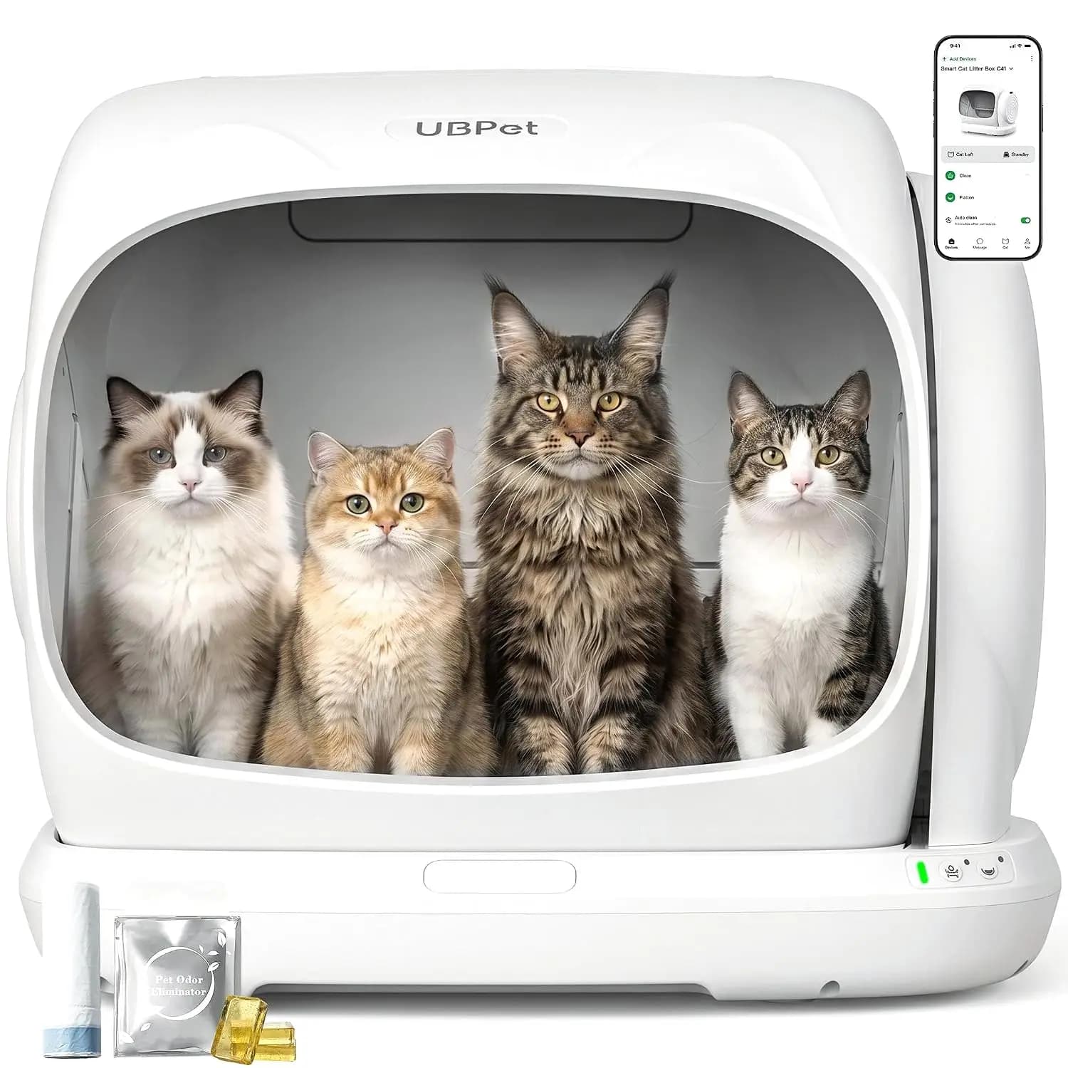 Self-Cleaning Cat Litter Box for Multiple Cats, Smart App Control, Odor Control & Anti-Pinch Safety, 106L, Customized