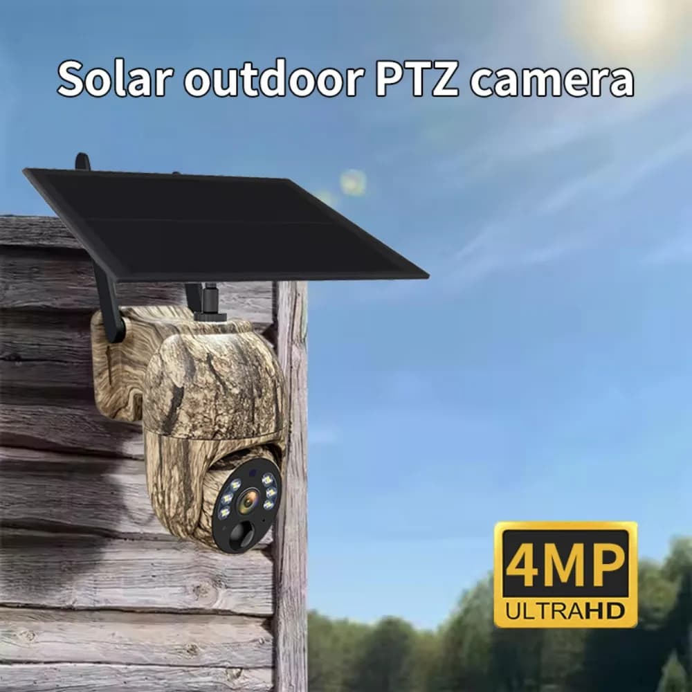 Telecamera di sicurezza a energia solare WiFi/4G con monitoraggio panoramico a 360° in tempo reale per la sorveglianza degli animali, con pannello solare. WiFi/4G opzionale.