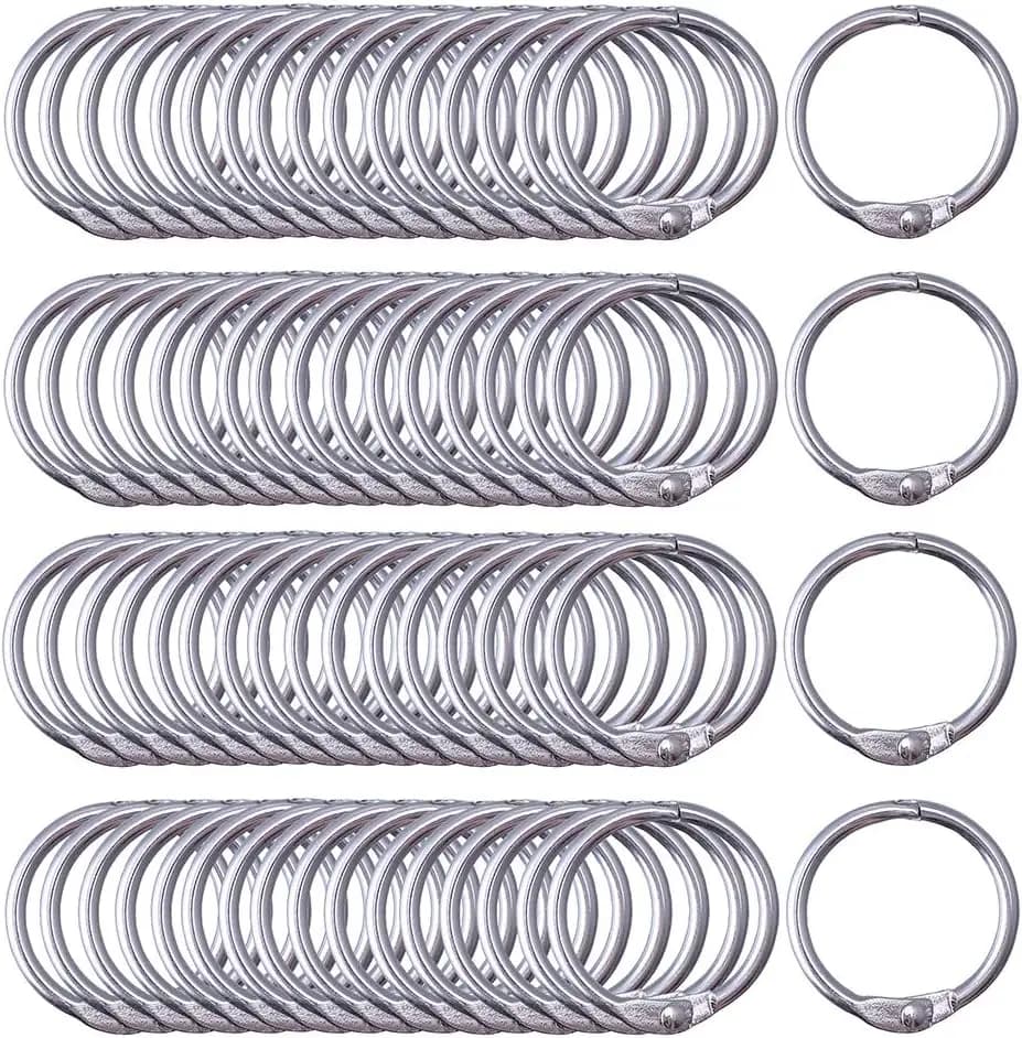 120 Pezzi Anelli per Raccoglitori da 1 Pollice - Anelli in Metallo Argento da 25mm per Carta, Schede, Portachiavi, Artigianato, Ufficio
