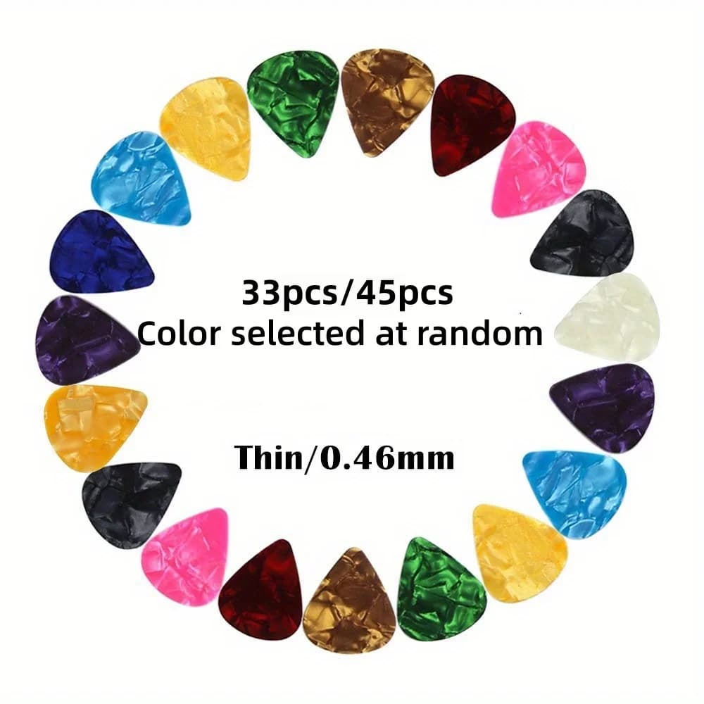 33Pcs /45Pcs 0.46mm Mixed Color Guitar Picks, Plectrums for Bass Electric & Acoustic Guitar