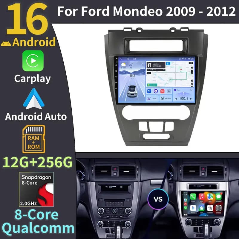 Android 16 Car Radio For Ford Fusion Mondeo 2009 - 2012 GPS NAVI Multimedia Video Player BT Qualcomm Head Unit 4G LTE 5G WIFI