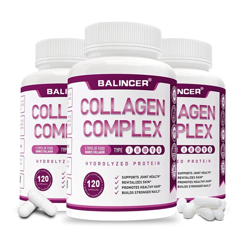 Capsule Multi Collagene, Supporto per Luminosità della Pelle, Anti-Invecchiamento, Forza di Capelli e Unghie, Salute delle Articolazioni, Cardiovascolare e Digestiva