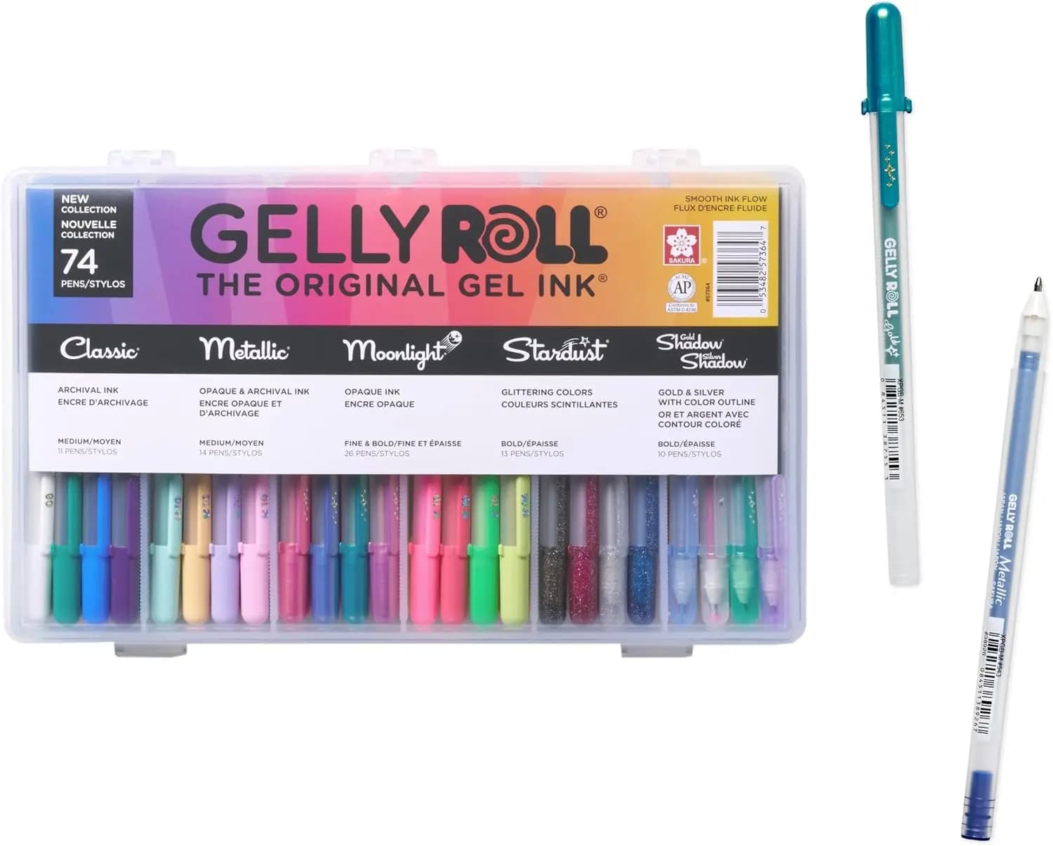 Set di 74 penne gel con colori assortiti ed effetti speciali, ideali per progetti artistici fai-da-te e regali