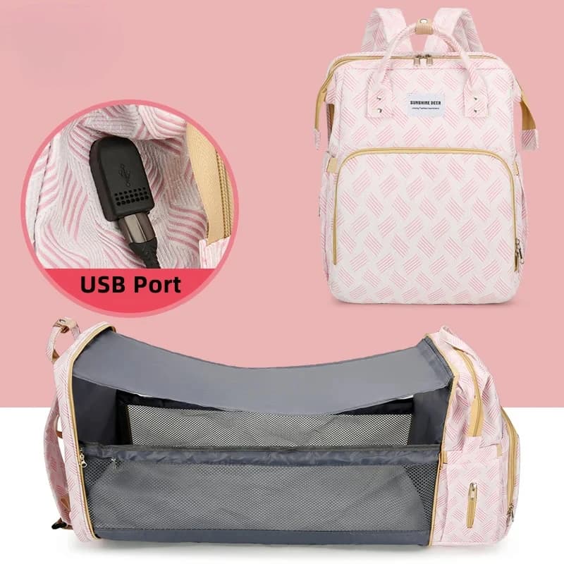 30*20*40 cm Borsa per pannolini per bambini con ganci per passeggino Culla portatile Fasciatoio per pannolini Borsa per marsupio per la mamma Zaino