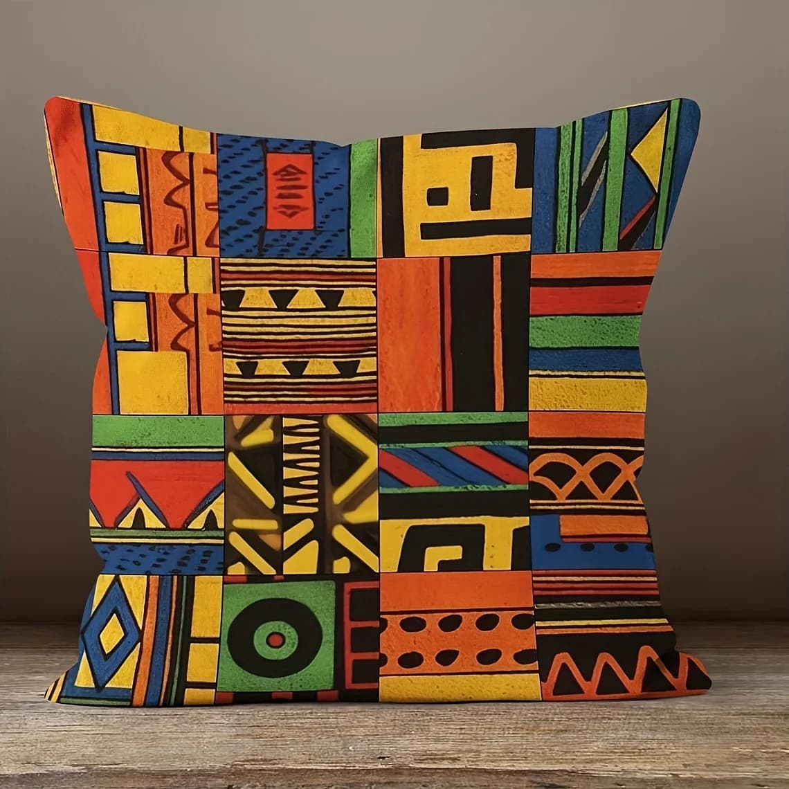 Pillow lining with tropical ethnic geometric pattern, decorative cover for sofa cushions and bedroom decorations, without padding included