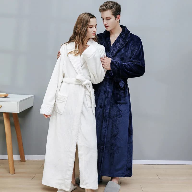 Bathrobe Long Velvet Coral for Men, Warm for Autumn and Winter, Men's pyjamas, Adult Bathrobe, Towel