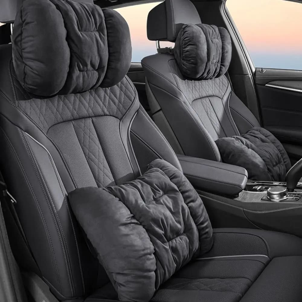 Cuscino poggiatesta per seggiolino auto Cuscino invernale in peluche Poggiatesta per auto Peluche Calore e comfort Cuscino lombare universale Accessori di supporto per la schiena
