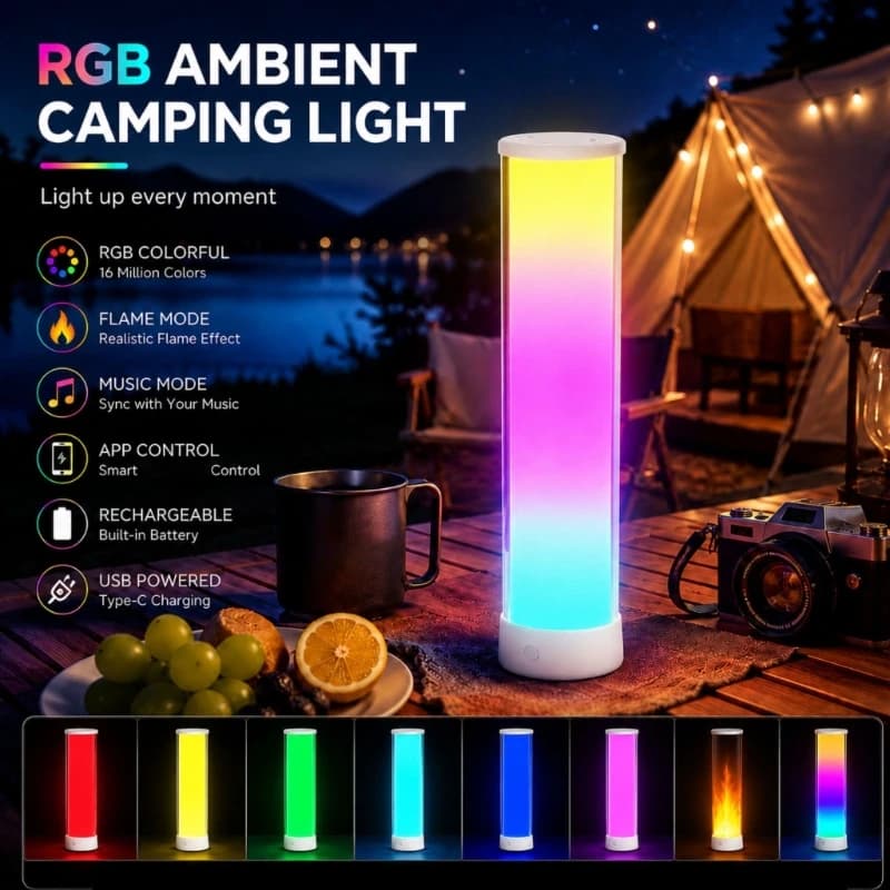 Rechargeable Multicolor Bedside Lamp with Remote and App Control, Cordless Night Light for Desk, Living Room and Portable 87HA
