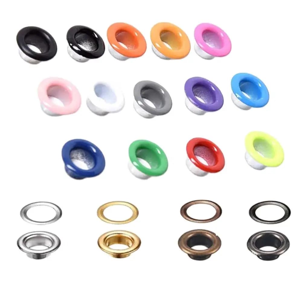 100 set 4mm occhielli metallici multicolori fori per bottoni foro fibbia per fai da te lavorazione della pelle scrapbooking scarpe berretto da cintura etichette borsa vestiti